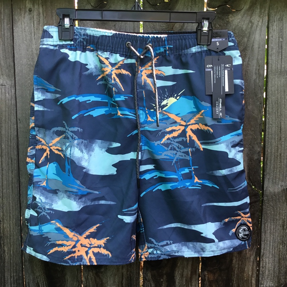 O'Neill mens Small Beach Board Shorts Cruzers Cabana Volley Navy Blue
